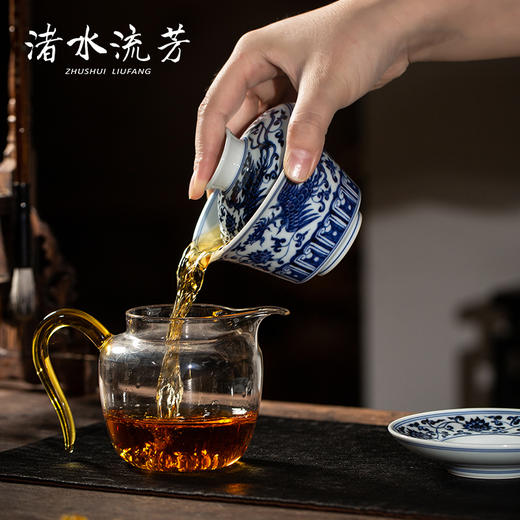 渚水流芳青花五凤穿莲纹马蹄盖碗（缺货） 商品图3