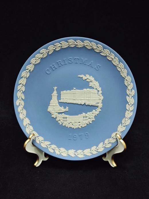 1979年英产威基伍德圣诞年份盘，白金汉宫画片，经典蓝色碧玉浮雕 商品图0