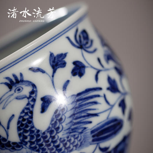 渚水流芳青花双凤穿花纹缸杯 商品图4