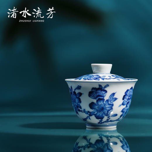 渚水流芳青花蔷薇花卉纹双才盖碗（缺货） 商品图3