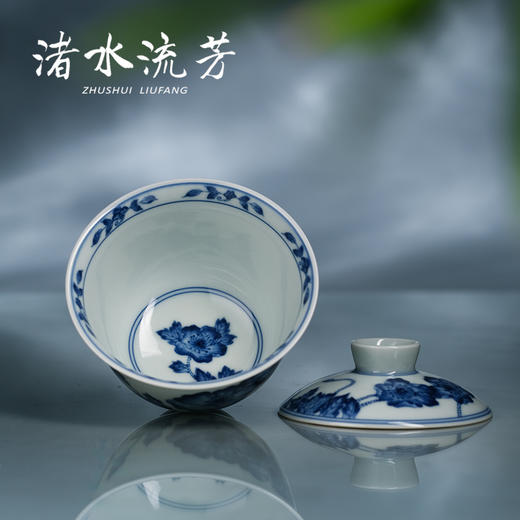 渚水流芳青花虞美人双才盖碗  花卉纹盘（缺货） 商品图3