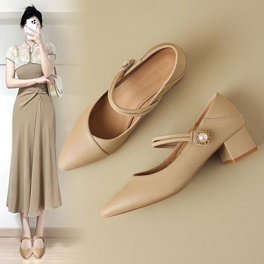 ZHR则则时尚法式浅口气质粗跟玛丽珍单鞋女2024新款百搭女鞋 商品图1