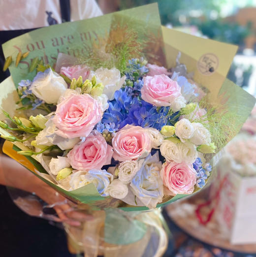 【温柔浪漫爱情】绣球➕粉玫瑰精美油画风大花束 商品图0