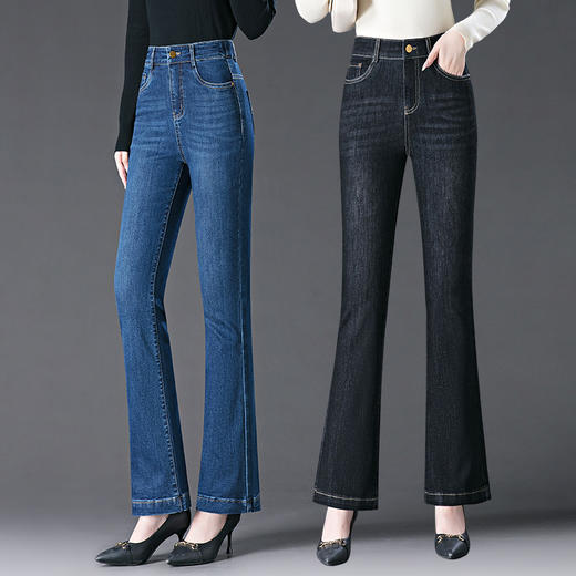 DSL 3601牛仔高弹显瘦修身宽松通勤微喇裤 商品图1