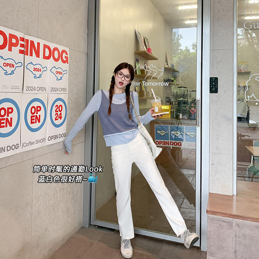 <曾小咸推荐>【时髦调性】2色假两件条纹毛织衫 商品图4