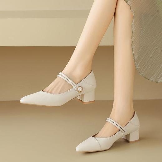 ZHR则则时尚法式浅口气质粗跟玛丽珍单鞋女2024新款百搭女鞋 商品图9