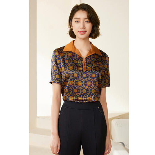 【金菊宝相花】【香云纱】乔万尼真丝上衣夏款新中式设计感EM2C785 商品图2