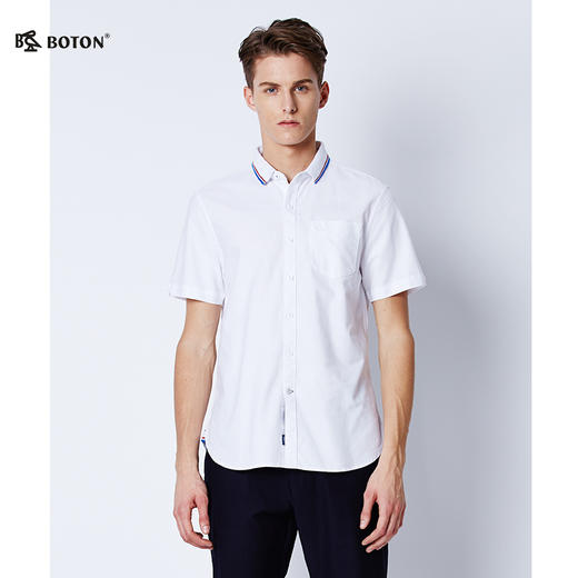 【第2件半价！尾货清仓不退换】波顿高端美式休闲polo领夏季薄款短袖衬衫男纯棉衬衣MS788217 商品图1