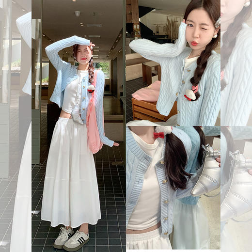 <曾小咸推荐>【心动响铃  】蓝色短款毛衣开衫 商品图0