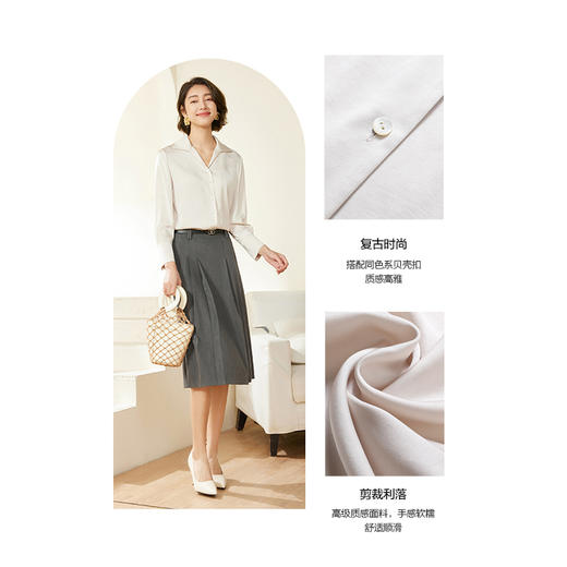 乔万尼白色衬衫通勤百搭显瘦高级感复古设计EM3C455 商品图3