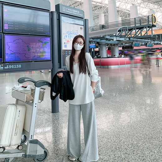 <曾小咸推荐>【长腿范本】灰色阔腿休闲裤 商品图1