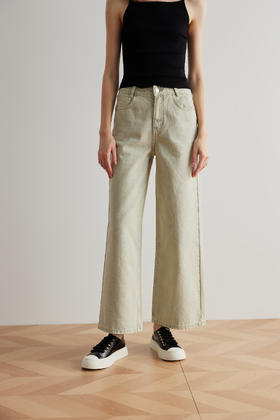 COCO ZONE100棉夏季新款显瘦百搭牛仔裤时尚浅色直筒裤CC1B0765