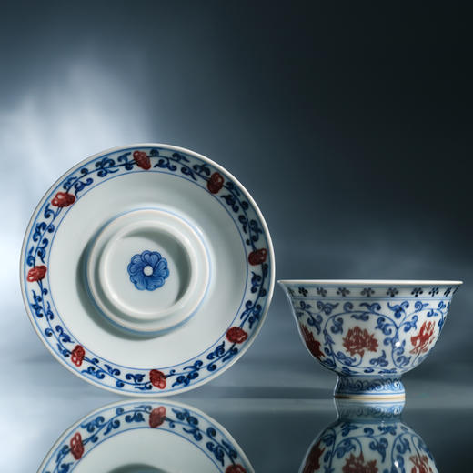 渚水流芳青花釉里红缠枝莲鸳鸯纹压手盏（缺货） 商品图2