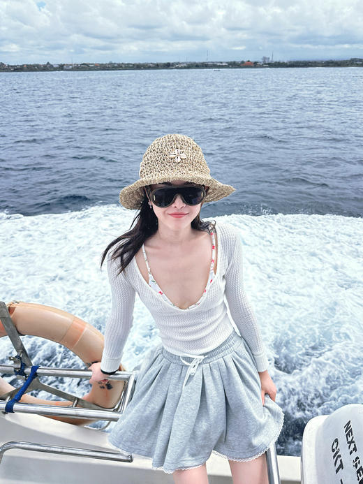 DUO智仙生 女高运动型录灰色宽松Polo卫衣和蕾丝百褶裙 商品图4