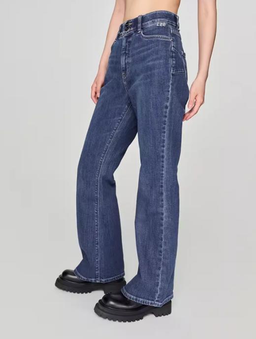 LEE新品美颜牛仔427标准高腰喇叭中蓝色女牛仔裤潮LWB246427203296 商品图3