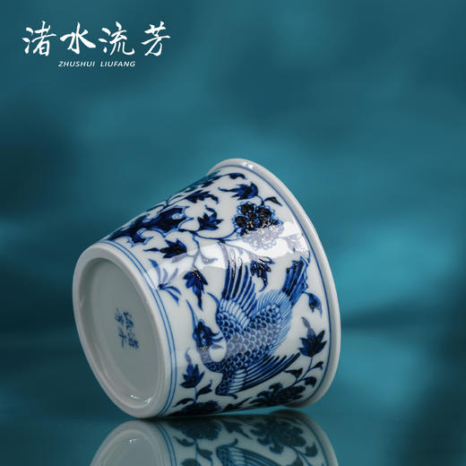 渚水流芳青花孔雀穿花纹直筒杯（缺货） 商品图1