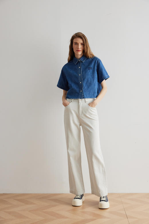 COCO ZONE"冰川牛“夏季棉粘胶混纺百搭牛仔裤透气通勤直筒阔腿裤CC1B0660 商品图1