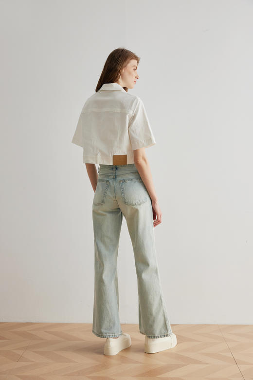 COCO ZONE 100棉早春穿搭浅色复古牛仔裤宽松显瘦长裤CC1A0514 商品图3