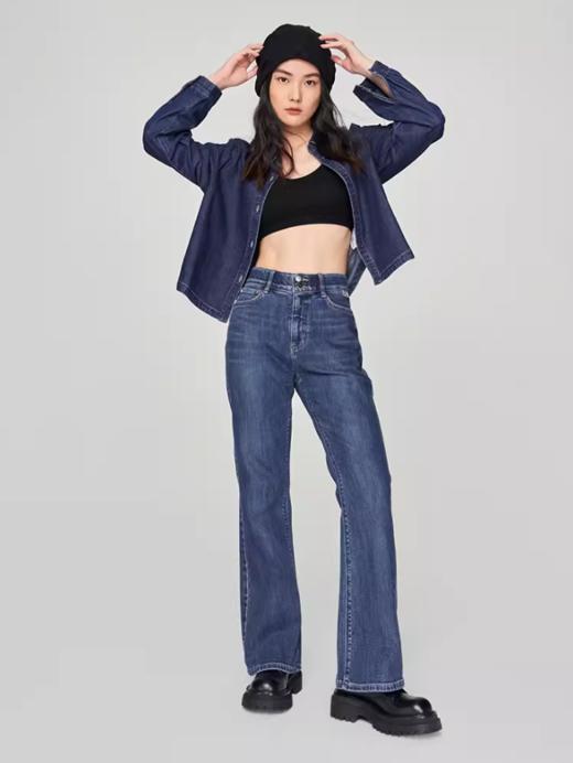 LEE新品美颜牛仔427标准高腰喇叭中蓝色女牛仔裤潮LWB246427203296 商品图2