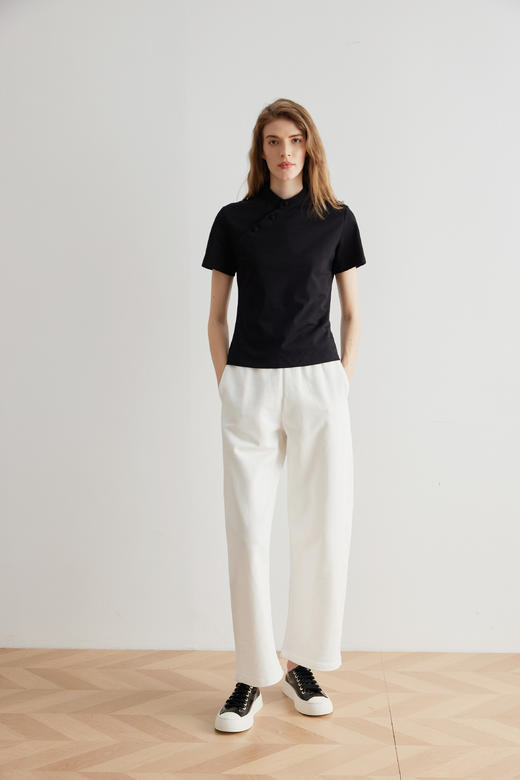 COCO ZONE100棉春季松紧腰休闲裤简约软糯直筒裤24C10270 商品图4