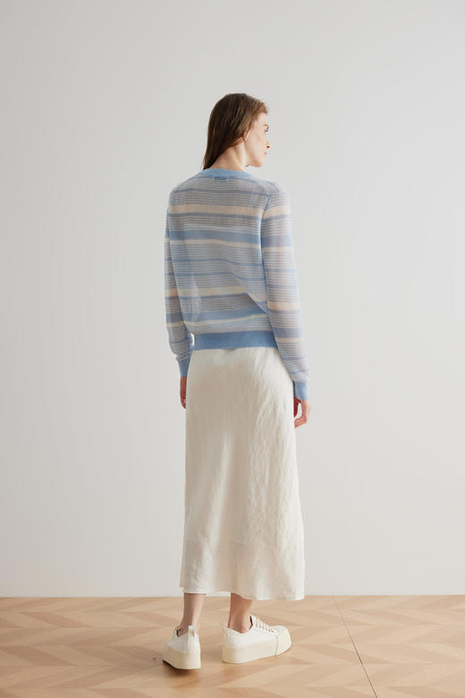 COCO ZONE"白麻半裙“高级感气质白色半身裙时尚通勤中长裙CC1B0811 商品图3