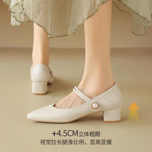 ZHR则则时尚法式浅口气质粗跟玛丽珍单鞋女2024新款百搭女鞋 商品图3