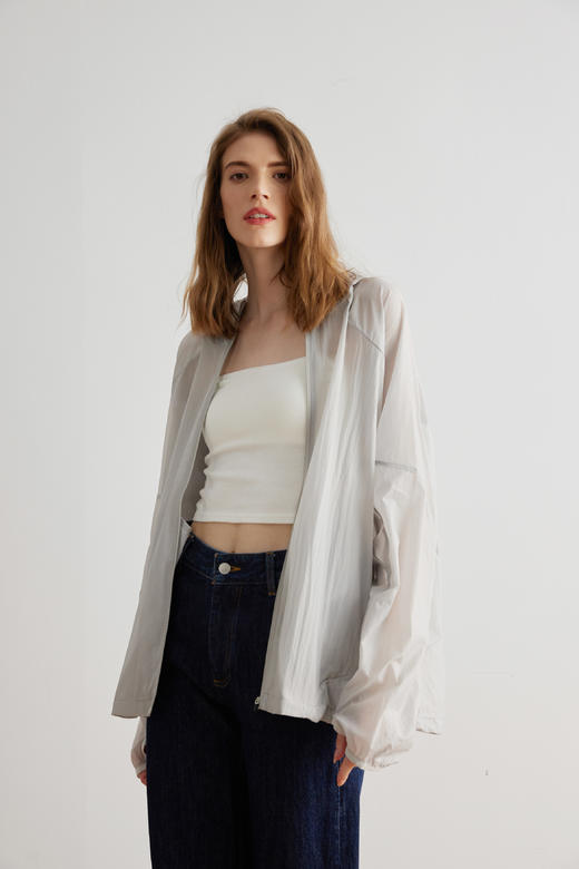 KS男装超薄轻便拉链开衫50+抗紫外线潮酷连帽休闲夹克24KMJ0046 商品图1