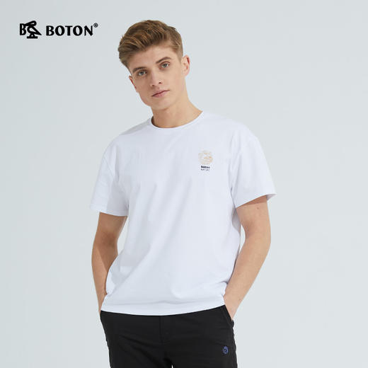 波顿短袖t恤男士夏季圆领印花百搭纯色半袖打底衫上衣潮MT880221 商品图2