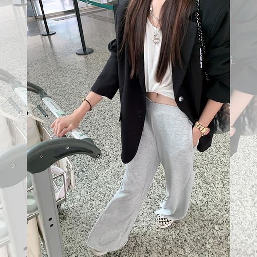 <曾小咸推荐>【长腿范本】灰色阔腿休闲裤 商品图2