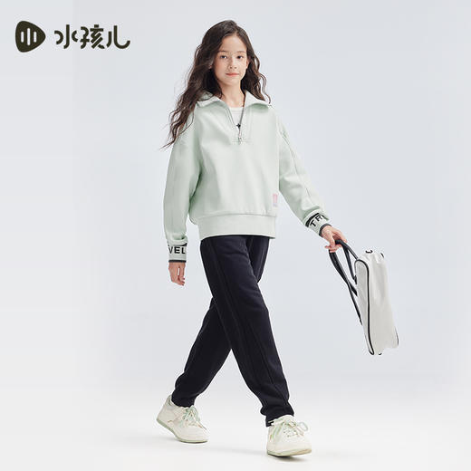 水孩儿童装2024秋季女童卫衣中大童上衣运动时尚百搭宽松休闲弹性 商品图3