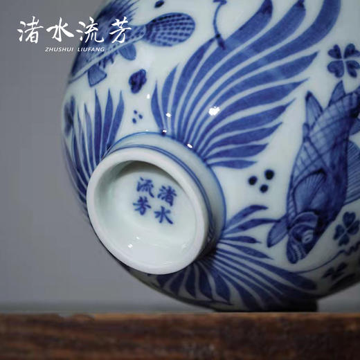 渚水流芳青花鱼藻纹鸡心杯（缺货） 商品图3