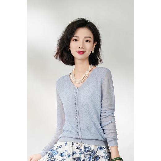 西子/【蓝色泡沫】醋酸棉圆领套头针织衫肌理感提花毛衫上衣/MSBH225 商品图1