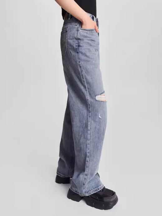 LEE新品428舒适高腰直脚破洞浅蓝色女牛仔裤潮流LWB246428101291 商品图3