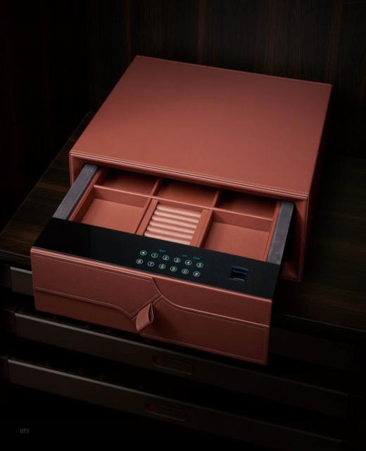 马鞍色皮革抽中抽（2层、含保险箱）900柜体 商品图4