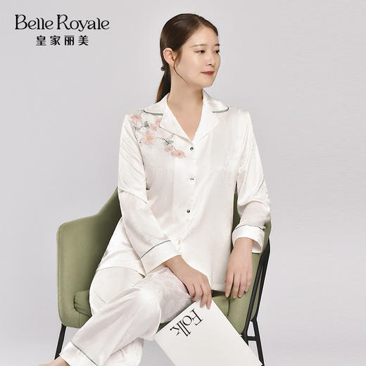 皇家丽美高品质长袖薄款翻领开衫家居服质感高级女士睡衣套装JJT90076 商品图1