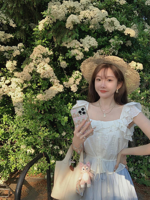 金蘑菇菇  小苍兰 /设计感短款收腰衬衫+半裙 商品图2