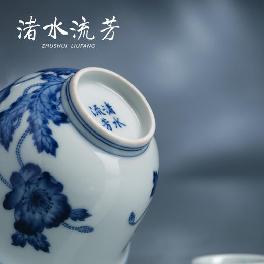 渚水流芳青花虞美人双才盖碗  花卉纹盘（缺货） 商品图5