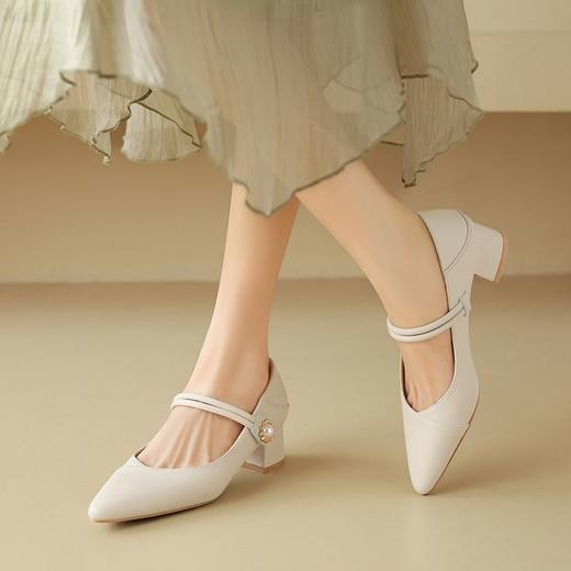 ZHR则则时尚法式浅口气质粗跟玛丽珍单鞋女2024新款百搭女鞋 商品图7