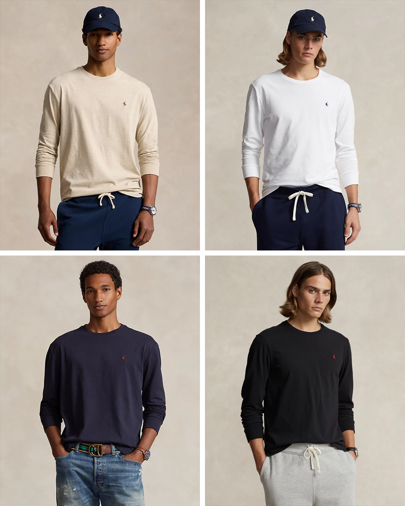 单品包邮现货 THS 8.10-无 RL家 马球经典小马刺绣长袖T恤 4色 QH440