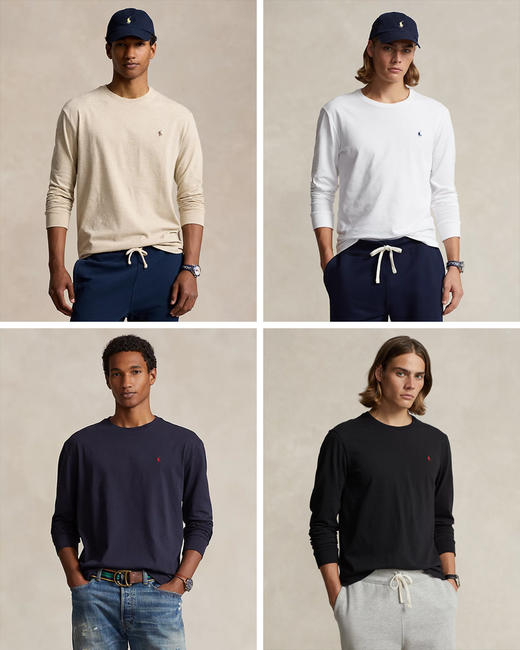 单品包邮现货 THS 8.10-无 RL家 马球经典小马刺绣长袖T恤 4色 QH440 商品图0