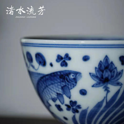 渚水流芳青花鱼藻纹鸡心杯（缺货） 商品图4