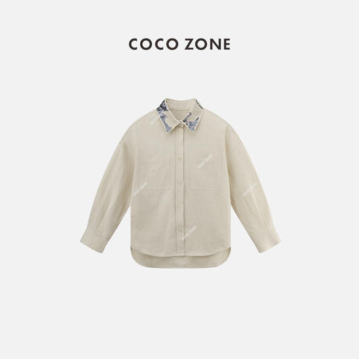 COCO ZONE2024春季撞色polo领衬衫时尚单排扣长袖上衣CC1A0467 商品图4