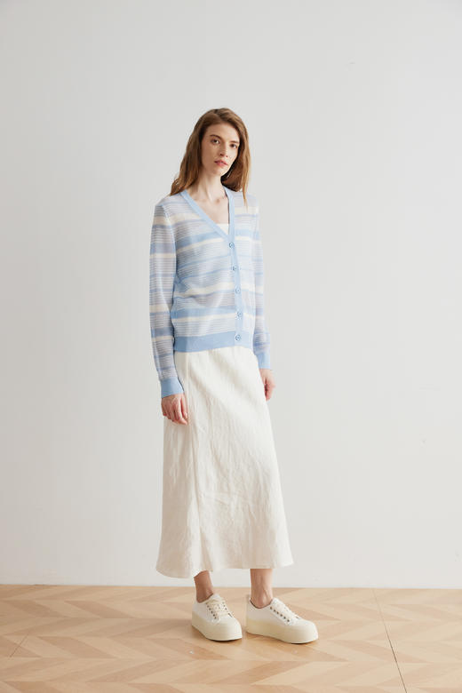 COCO ZONE"白麻半裙“高级感气质白色半身裙时尚通勤中长裙CC1B0811 商品图1