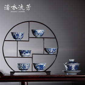 渚水流芳青花缠枝百合花儒士杯  瓜果草虫纹圆口杯  百合花卉杯（缺货）