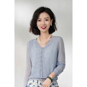西子/【蓝色泡沫】醋酸棉圆领套头针织衫肌理感提花毛衫上衣/MSBH225