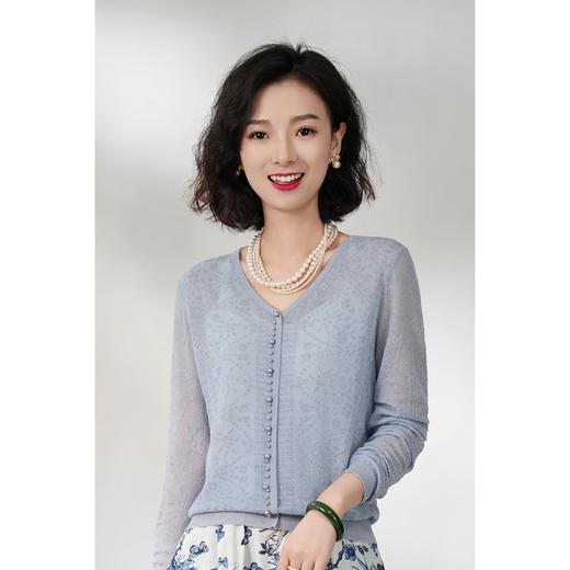 西子/【蓝色泡沫】醋酸棉圆领套头针织衫肌理感提花毛衫上衣/MSBH225 商品图0