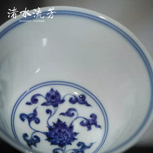 渚水流芳青花缠枝莲撇口杯（缺货） 商品图1