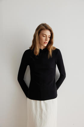 COCO ZONE 新中式国风盘扣立领打底衫百搭长袖上衣24C10355