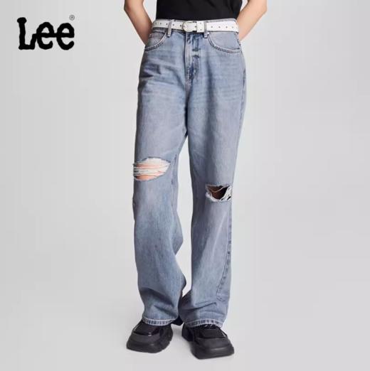 LEE新品428舒适高腰直脚破洞浅蓝色女牛仔裤潮流LWB246428101291 商品图0