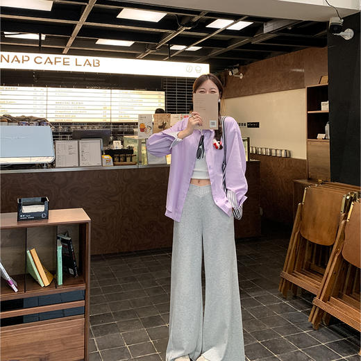 <曾小咸推荐>【长腿范本】灰色阔腿休闲裤 商品图4